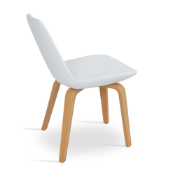 dining chair eiffel plywood white leatherette natural