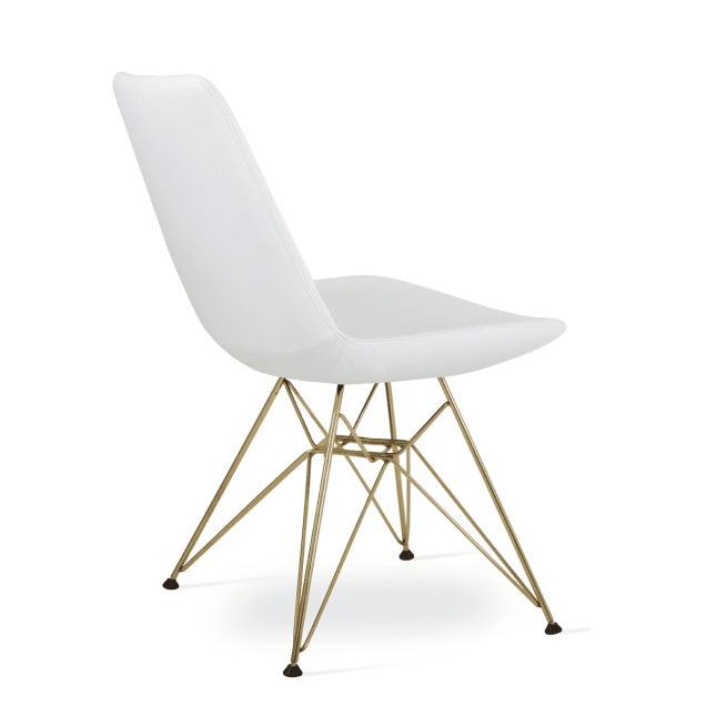 dining room eiffel tower chair white leatherette gold base