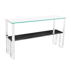 living room tierra console table black marble polished stainless