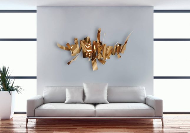 Chateau Wall Art in Rose Gold Living Room scaled