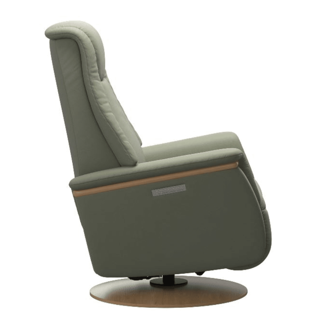 Stressless Max Power Chair Paloma Shadow Green and Oak Side
