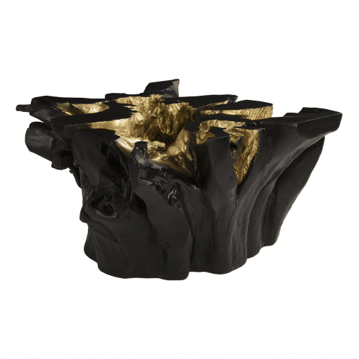 Agnes Root Coffee Table Black and Gold Leaf
