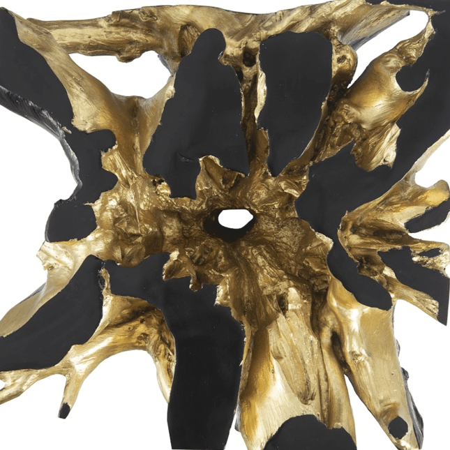 Agnes Root Coffee Table Black and Gold Leaf Details