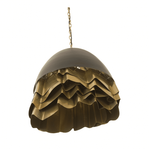 Ruffle Chandelier in Black and Brass angle