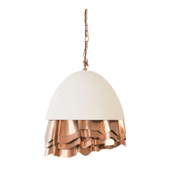 Ruffle Chandelier in White and Copper