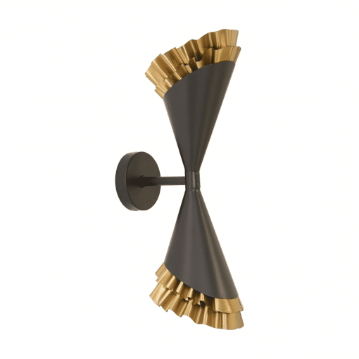 Ruffle Sconce in Black and Brass Angle