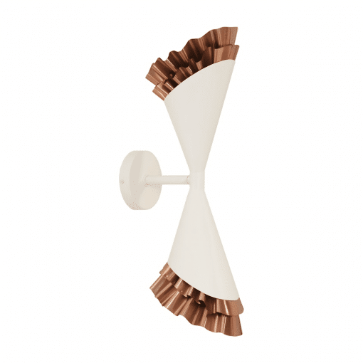 Ruffle Sconce in White and Copper Angle