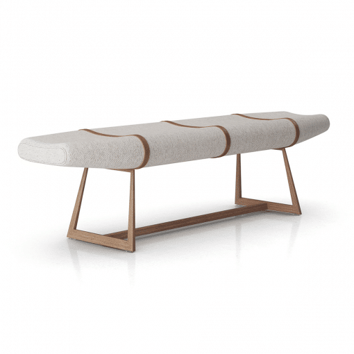 Carey Bench with Oatmeal Fabric