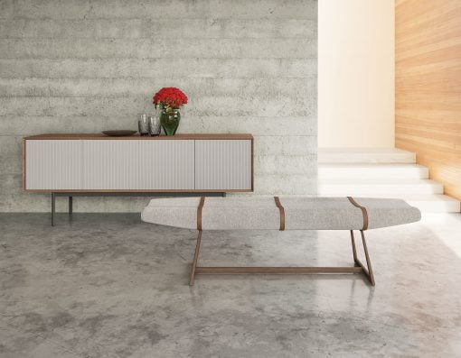 Carey Bench with Oatmeal Fabric Liveshot