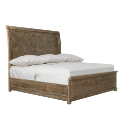 Rustic Patina Bed with Wood Finish Peppercorn