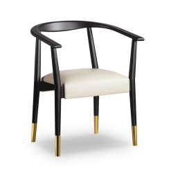 Endra Dining Chair in Matte Black and Brass Caps