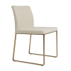Aria Sled Metal Dining Chair in Yoredale Boucle Off White and Gold Brass