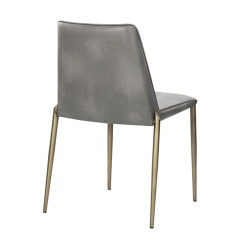 Renee Dining Chair in Belfast Heather Grey and Bravo Metal Leatherette Back