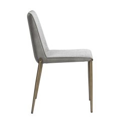 Renee Dining Chair in Belfast Heather Grey and Bravo Metal Leatherette Side