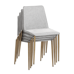 Renee Dining Chair in Belfast Heather Grey and Bravo Metal Leatherette Stack