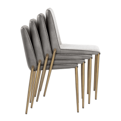 Renee Dining Chair in Belfast Heather Grey and Bravo Metal Leatherette Stack Side