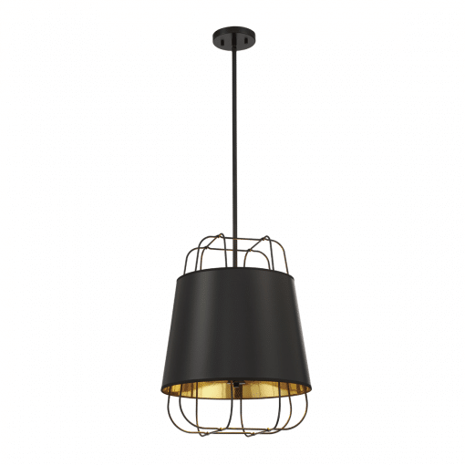 Tura 3 Light Pendant in Black and Gold