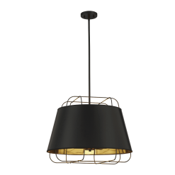 Tura 6 Light Pendant in Black and Gold