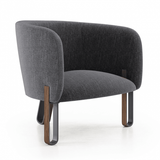 Cannon Lounge Chair in Dark Shadow Fabric Angle