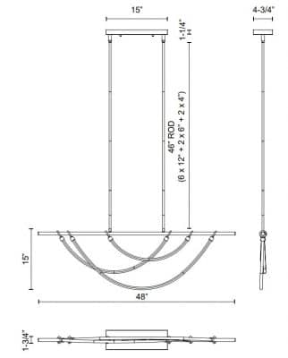 Aryas W Linear Pendant Dimensions