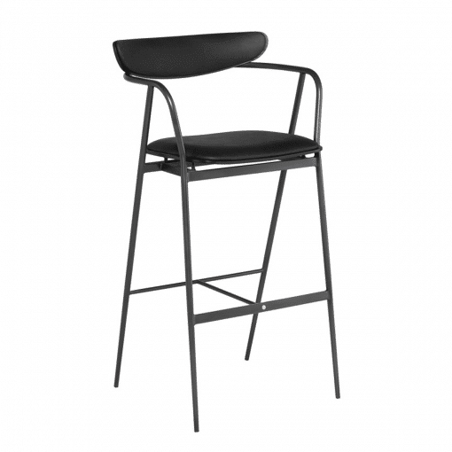 Escapade Bar Stool in Raven Leather