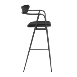 Escapade Bar Stool in Raven Leather Side
