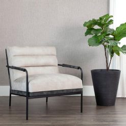 Tristen Lounge Chair in Nono Cream and Nono Dark Green Liveshot