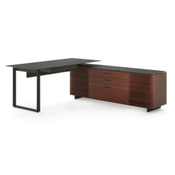 Corridor L Shaped Office Desk in Chocolate Stained Walnut
