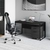 Linea Office Desk Liveshot in Charcoal Finish