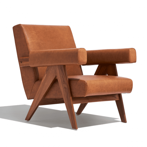 Pierre J Lounge Arm Chair Soft UPH in Hazelnut PPM S and Solid Ash Walnut Frame