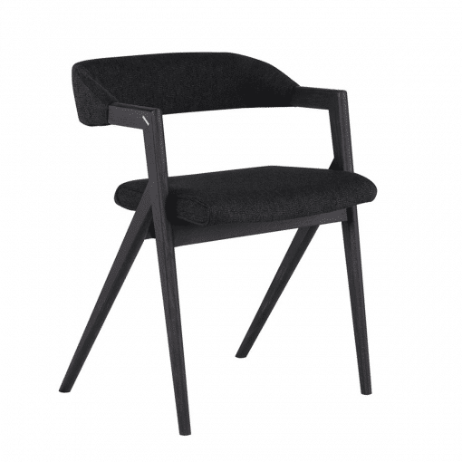 Riddle Dining Chair in Activated Charcoal and Ebonized Seared Oak Frame