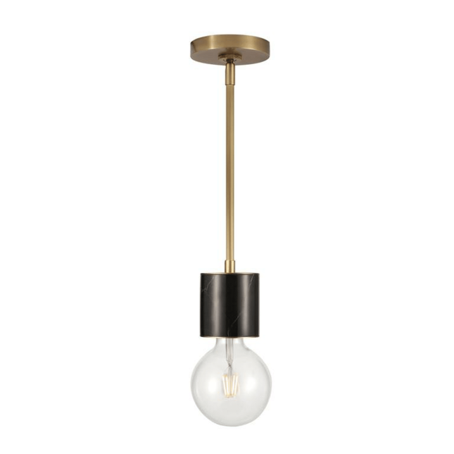 Rocco Pendant in Vintage Brass and Black Marble