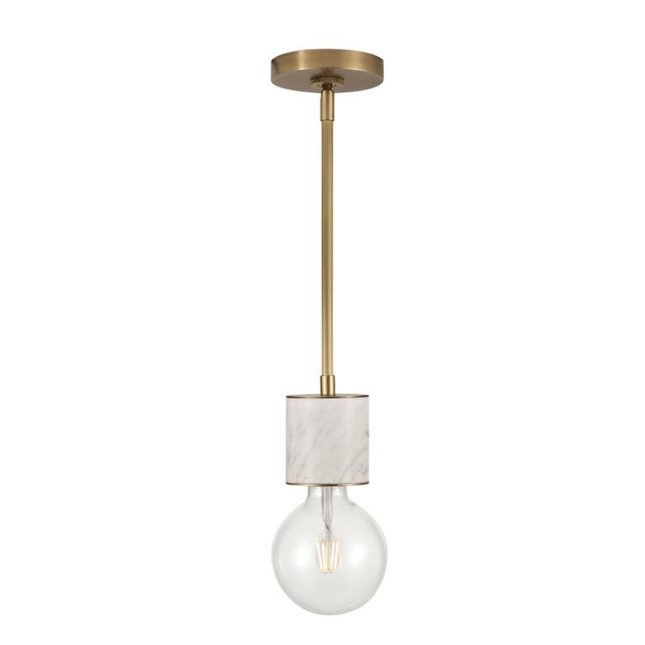 Rocco Pendant in Vintage Brass and White Marble