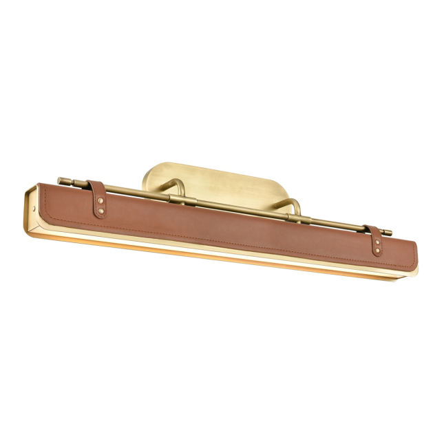 Valise W Wall Sconce in Vintage Brass and Cognac Leather