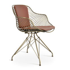 Zebra Dining Chair in Brass Gold and Cinnamon PPM FR