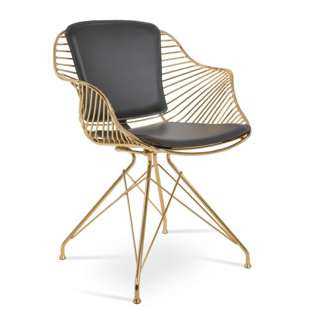Zebra Dining Chair in Polished Gold and Black PPM FR