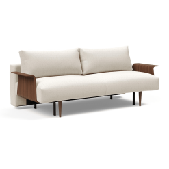 Frode Sofa Bed with Walnut Arms in Boucle Off White