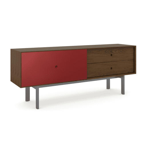 Margo Media Cabinet in Toasted Walnut and Cayenne