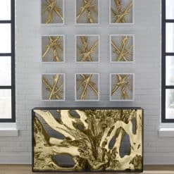 Cast Root Console Table in Gold Leaf W Liveshot