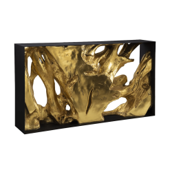 Cast Root Framed Small Console Table in Gold Back