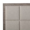 Murien Bed in Textured Linen Fabric and Grey Wood Headboard Details