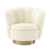 Rivalda Swivel Chair in Boucle Cream Fabric Front