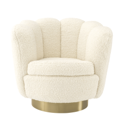 Rivalda Swivel Chair in Boucle Cream Fabric Front