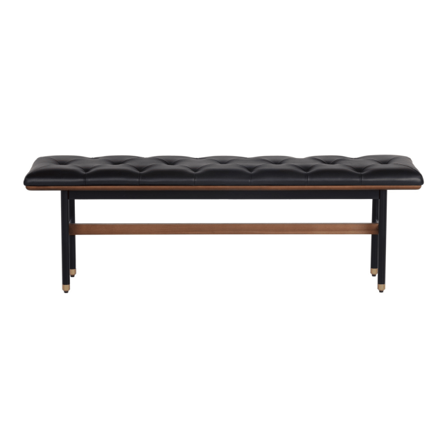 Staten Bench in Black Leatherette Front