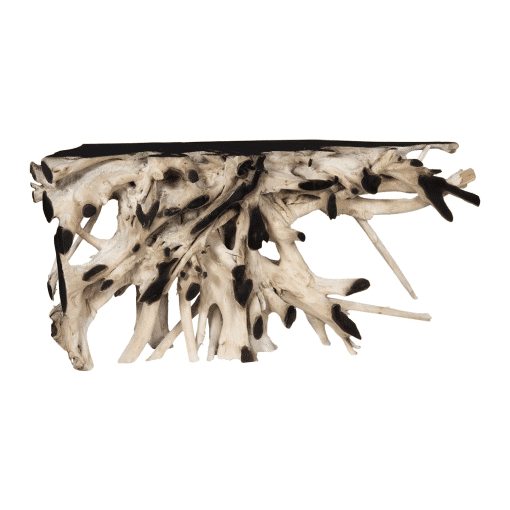 Teak Root Console Table Black Bleached W