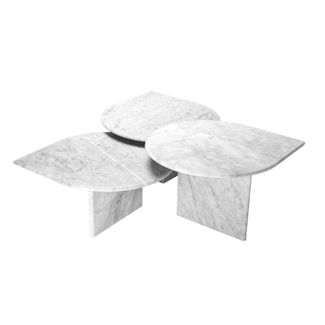 Vanier Nesting Coffee Table in Honed Carrera Marble outwards