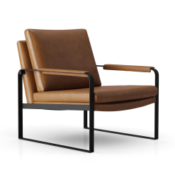 Charles Lounge Chair in Cognac Vintage Leather Angle