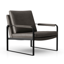 Charles Lounge Chair in Gunmetal Vintage Leather Angle