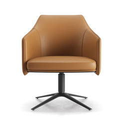 Clayton Accent Chair in Turmeric Leather Front