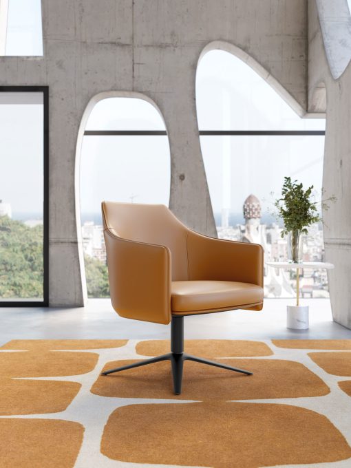 Clayton Accent Chair in Turmeric Leather Liveshot
